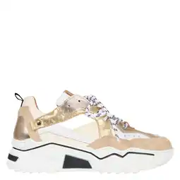 Wehkamp DWRS Pluto chunky leren sneakers zand/champagne aanbieding