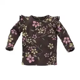 Wehkamp Z8 newborn longsleeve Vie met bloemenprint donkerbruin aanbieding