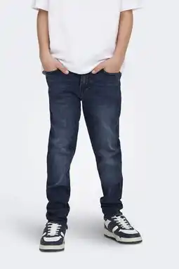 Wehkamp ONLY & SONS JUNIOR slim fit jeans met backprint dark blue denim aanbieding