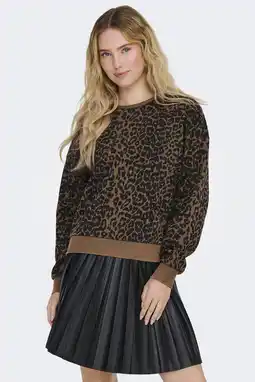 Wehkamp ONLY sweater met panterprint bruin aanbieding