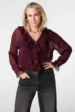 Wehkamp MS Mode blouse donkerrood aanbieding
