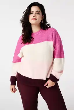 Wehkamp MS Mode gestreepte gebreide trui roze aanbieding