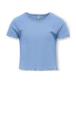 Wehkamp KIDS ONLY GIRL T-shirt rib gebreid zachtblauw aanbieding