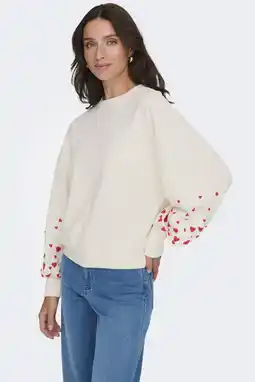 Wehkamp ONLY sweater met hartjes ecru aanbieding
