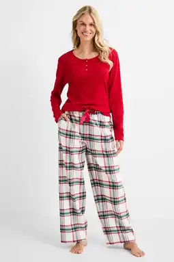 Wehkamp Dreamcovers pyjamabroek ecru/groen/rood aanbieding