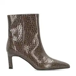 Wehkamp Manfield lak enkellaarzen met crocoprint donkergrijs aanbieding