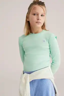Wehkamp WE Fashion longsleeve mintgroen rib gebreid aanbieding