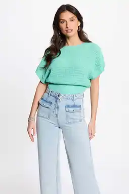 Wehkamp Morgan trui turquoise met glitter aanbieding
