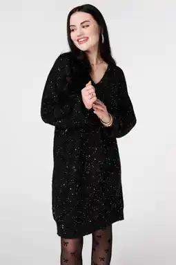 Wehkamp MS Mode sweatjurk met glitter zwart aanbieding