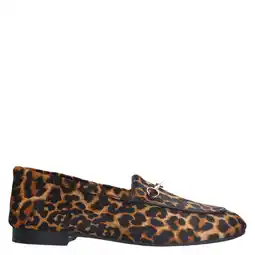 Wehkamp Manfield suède loafers met panterprint zwart/camel aanbieding