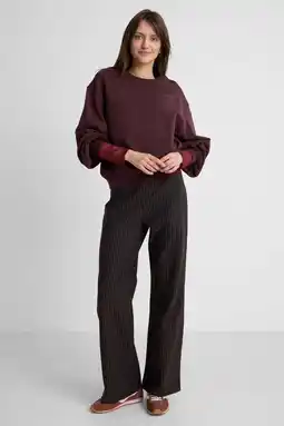 Wehkamp Anytime wide leg broek met contrast bies donkerbruin aanbieding