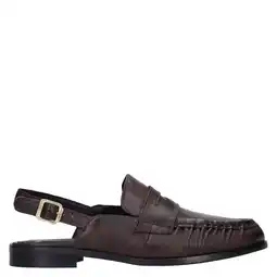 Wehkamp Manfield leren slingback loafers donkerbruin aanbieding