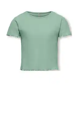 Wehkamp KIDS ONLY GIRL T-shirt rib gebreid zachtgroen aanbieding
