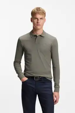 Wehkamp BOSS slim polo grijsgroen aanbieding