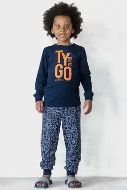 Wehkamp TYGO & vito pyjama met logo donkerblauw aanbieding