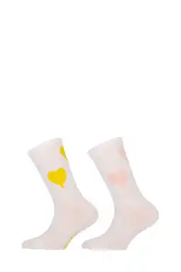 Wehkamp Yellow Moon sportsokken - wit met hartjes print (set van 2) aanbieding