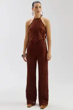 Wehkamp HARPER & YVE kanten straight regularwaist gebloemde broek bruin aanbieding