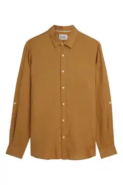 Wehkamp Scotch & Soda regular casual overhemd met linnen oker aanbieding