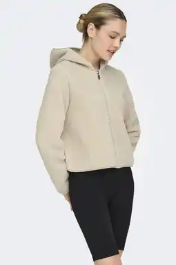 Wehkamp ONLY PLAY fleece hoodie ONPCAVY beige aanbieding