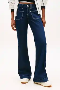 Wehkamp Tommy Jeans lowwaist flared jeans dark blue denim aanbieding