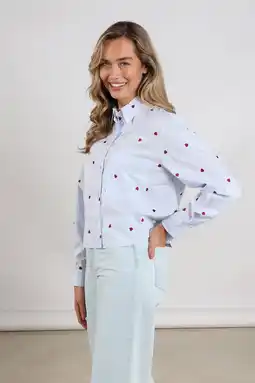 Wehkamp NUKUS blouse met hartjes lichtblauw aanbieding