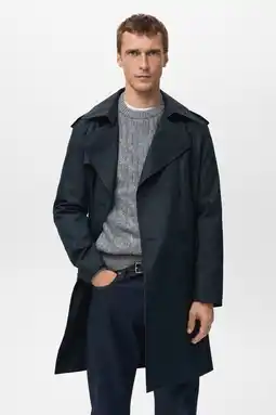 Wehkamp Mango Man trenchcoat donkerblauw aanbieding
