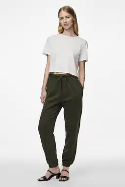 Wehkamp PIECES high waist regular fit sweatpants PCCHILLI donkergroen aanbieding