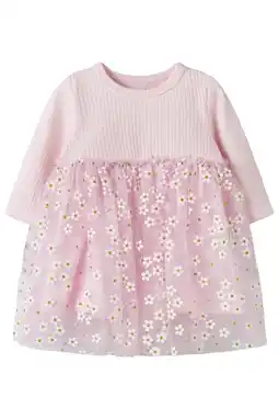 Wehkamp NAME IT BABY gebloemde korte jurk gebreid roze aanbieding