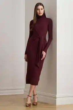 Wehkamp Lauren Ralph Lauren midi jurk donkerrood aanbieding