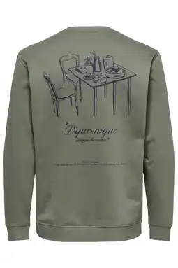 Wehkamp ONLY & SONS sweater met backprint groen aanbieding