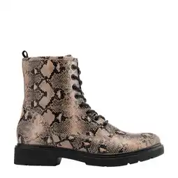 Wehkamp Graceland veterboots met slangenprint beige aanbieding