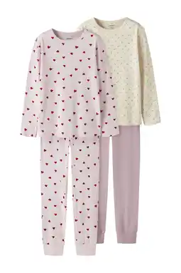 Wehkamp NAME IT KIDS pyjama - roze/lila/ecru (set van 2) aanbieding