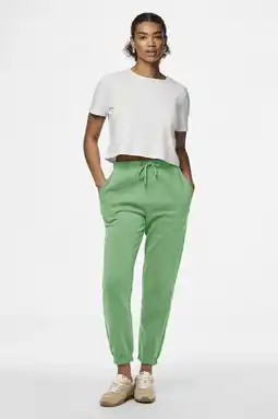 Wehkamp PIECES high waist regular fit sweatpants PCCHILLI felgroen aanbieding