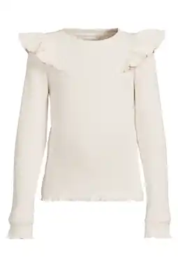 Wehkamp Coolcat geribde longsleeve met rushes Megan crème aanbieding