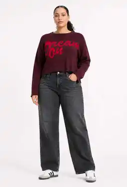 Wehkamp NOISY MAY Curve sweater donkerrood aanbieding