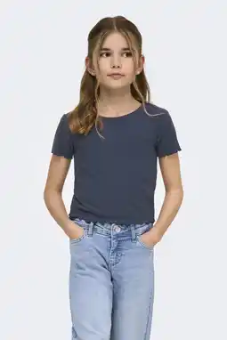 Wehkamp KIDS ONLY GIRL T-shirt rib gebreid grijsblauw aanbieding