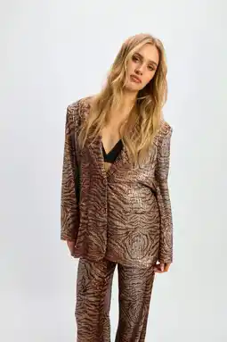 Wehkamp Refined Department X Vedder & Vedder oversized blazer bruin met pailletten aanbieding