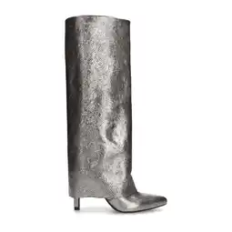 Wehkamp Sacha leren hoge laarzen met flap zilver aanbieding