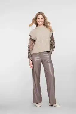 Wehkamp Geisha straight regularwaist pantalon taupe aanbieding