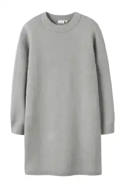 Wehkamp NAME IT KIDS midi jurk gebreid grijs melange aanbieding
