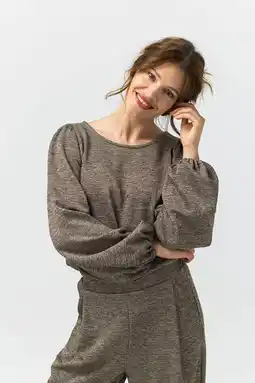 Wehkamp LabeL DOT top met glitters taupe aanbieding