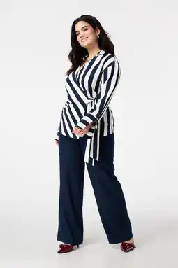 Wehkamp MS Mode gestreepte blouse donkerblauw aanbieding