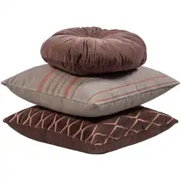 Wehkamp WOOOD AZIZ sierkussen velvet BRUIN/NATUREL (set van 3) (45x45x10 cm) aanbieding