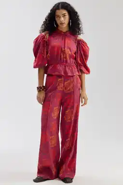 Wehkamp HARPER & YVE wide leg highwaist gebloemde broek roodbruin aanbieding