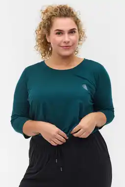 Wehkamp ACTIVE By Zizzi Plus Size sportshirt petrol aanbieding
