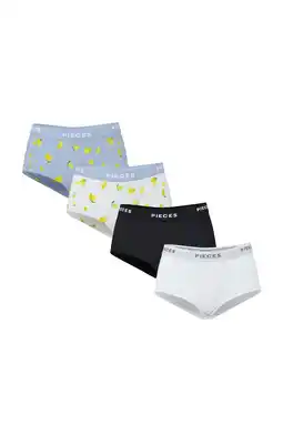 Wehkamp PIECES short PCLOGO (set van 4) lichtblauw/wit/zwart aanbieding