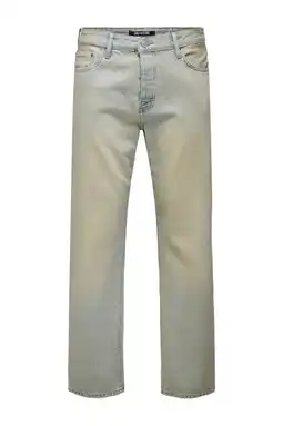 Wehkamp ONLY & SONS ONSEDGE straight leg jeans light brown denim aanbieding