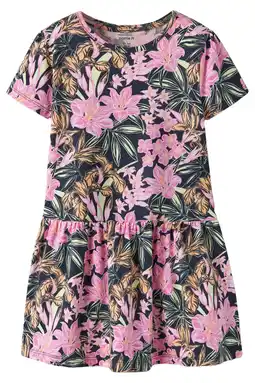 Wehkamp NAME IT MINI gebloemde A-lijn jurk donkerblauw aanbieding