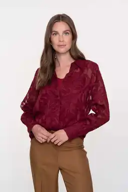 Wehkamp Geisha gebloemde blouse donkerrood aanbieding