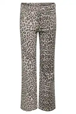 Wehkamp KIDS ONLY GIRL wide leg jeans met panterprint beige aanbieding